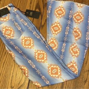 Lucky & Blessed Blue and Orange Flare Jeans